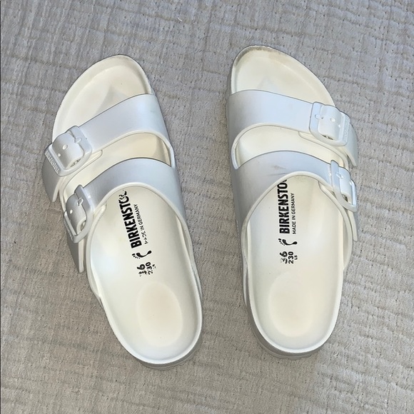 white rubber birkenstocks size 36